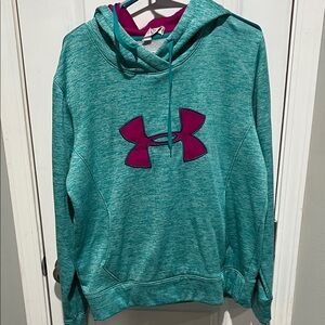 Under Armour Aqua Hoodie with Magenta Emblem